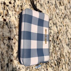 Michael Kors Navy and White Checkered Wallet